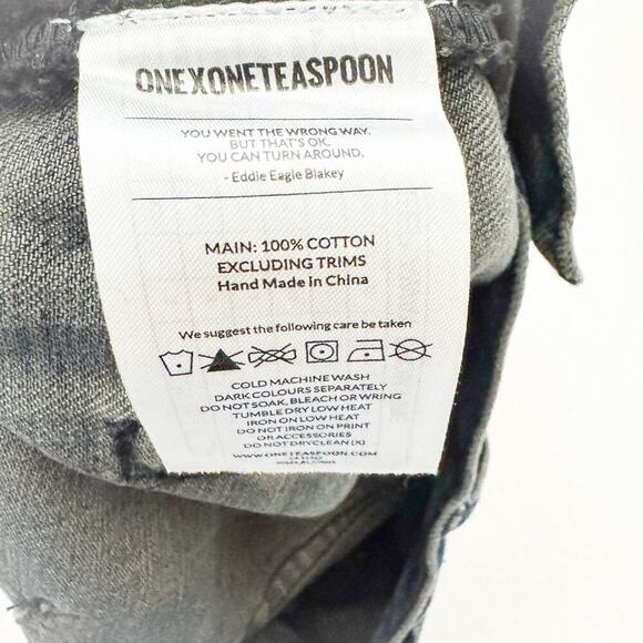 One x One Teaspoon Mid Length Denim Shorts Fox Black Charcoal Size 26 NWT - Picture 6 of 8